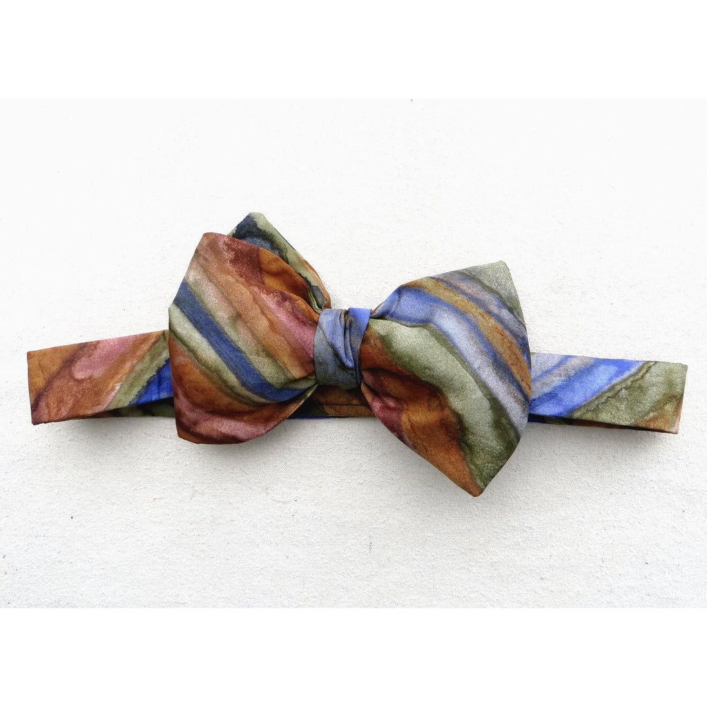 Silk Bow Tie in Blue and Rust - Original Craft Market