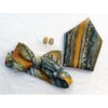 Silk Bow Tie, Cufflink and Hankie Set in Autumn Olive and Gold - Original Craft Market