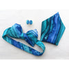Silk Bow Tie, Cufflinks and Hankie Set in Sea Shades and Blue - Original Craft Market