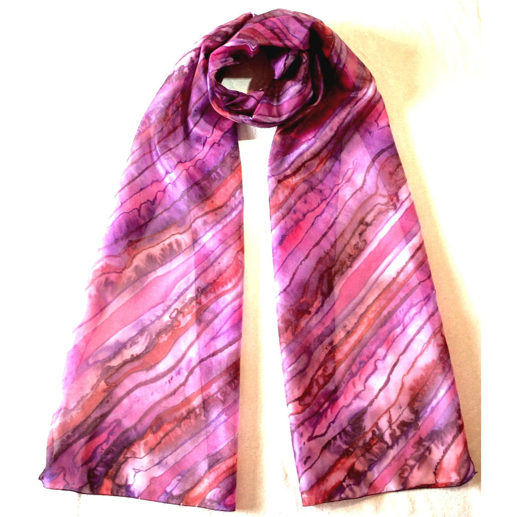 Long Length Silk Scarf in Pink and Rust - Original Craft Market