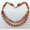 Double Strand Adjustable Necklace in Autumn Red and Gold