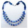 Double Strand Adjustable Necklace in Blue Shades