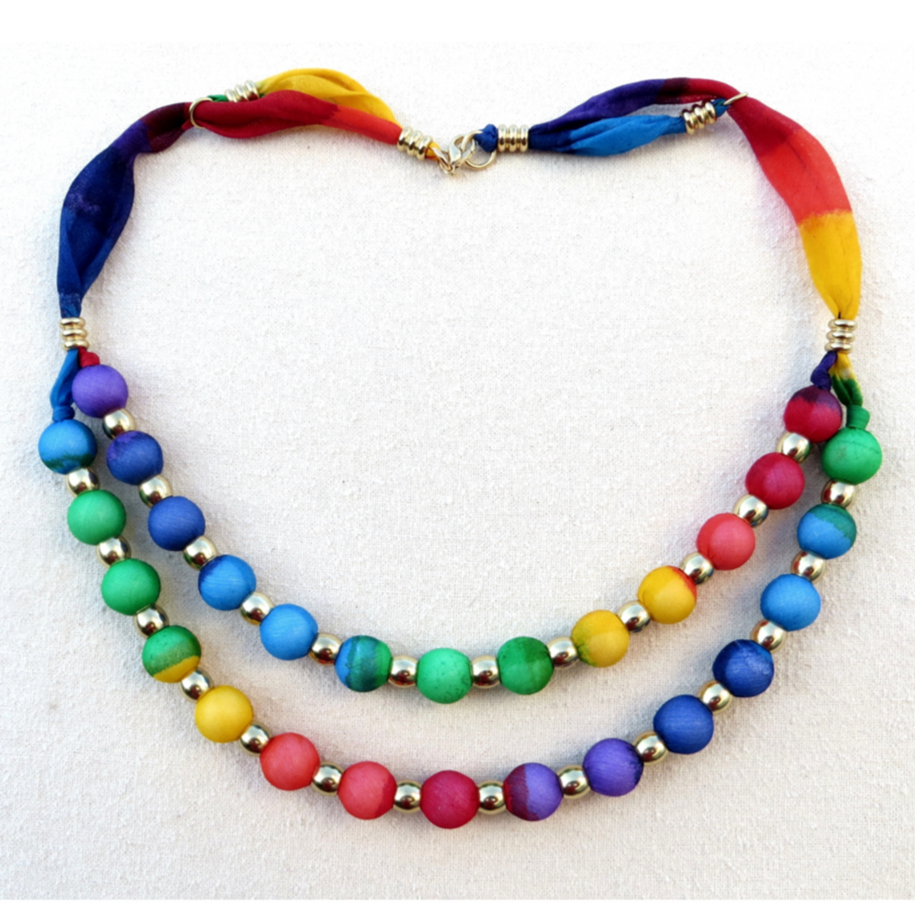 Double Strand Adjustable Necklace in Rainbow