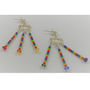 Handmade Triple Stranded Rainbow Drop Earrings