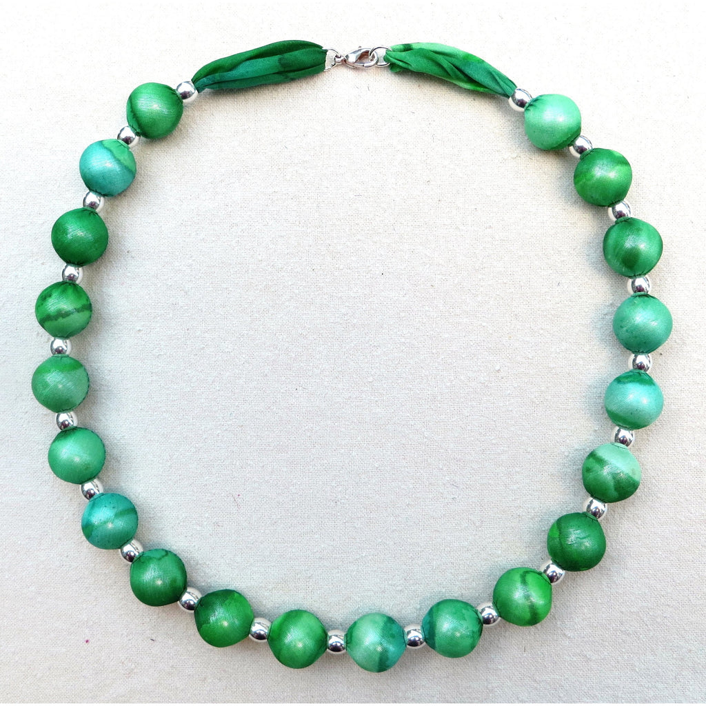 Large Bead Silk Necklace in Spring Shades - Original Craft Market