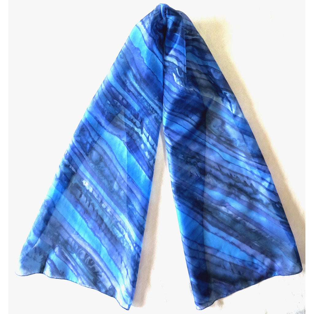 Short Length Silk Scarf with Blue Shades - Original Craft Market