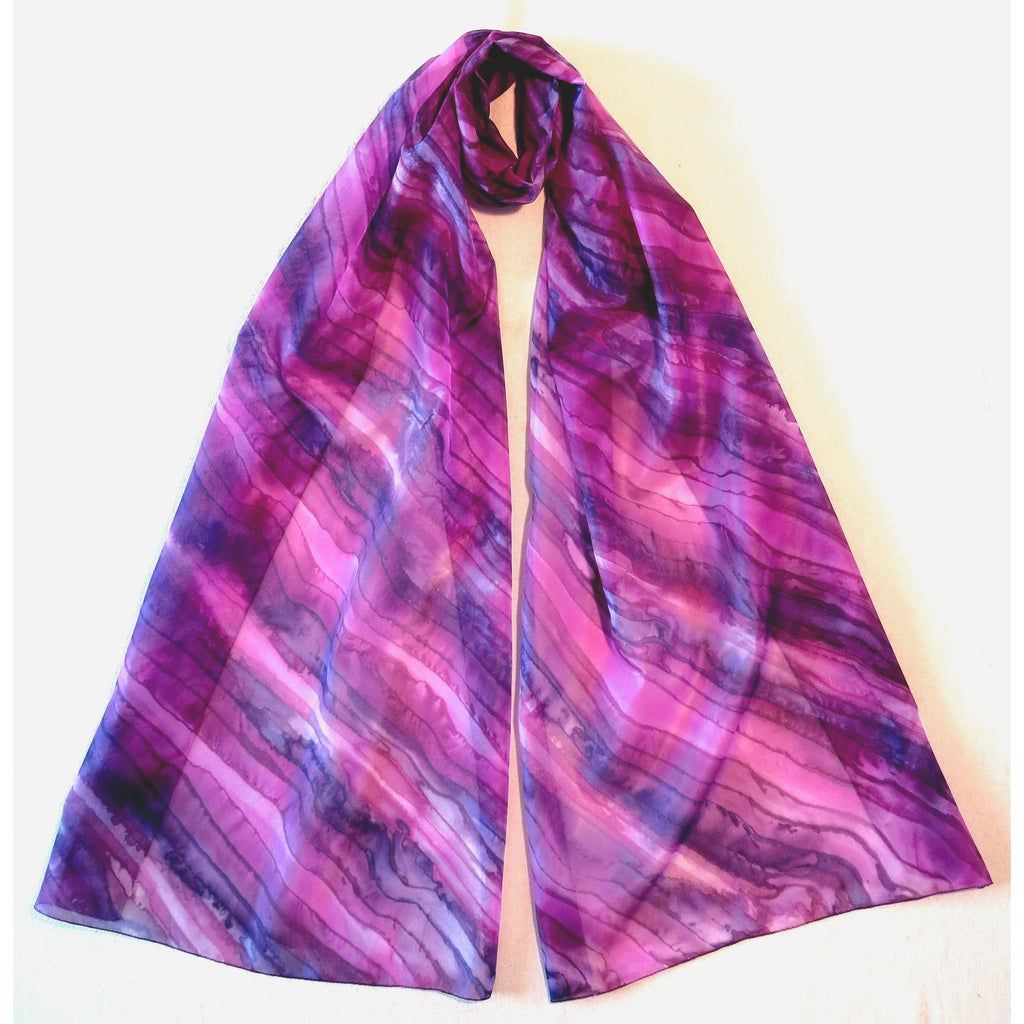 Extra Large Long Length Silk Scarf in Pink and Lilac - Original Craft Market