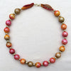 Large Bead Silk Necklace Autumn Red and Gold