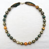Small Bead Silk Necklace Autumn Olive and Gold