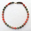 Small Bead Silk Necklace Autumn Orange and Green