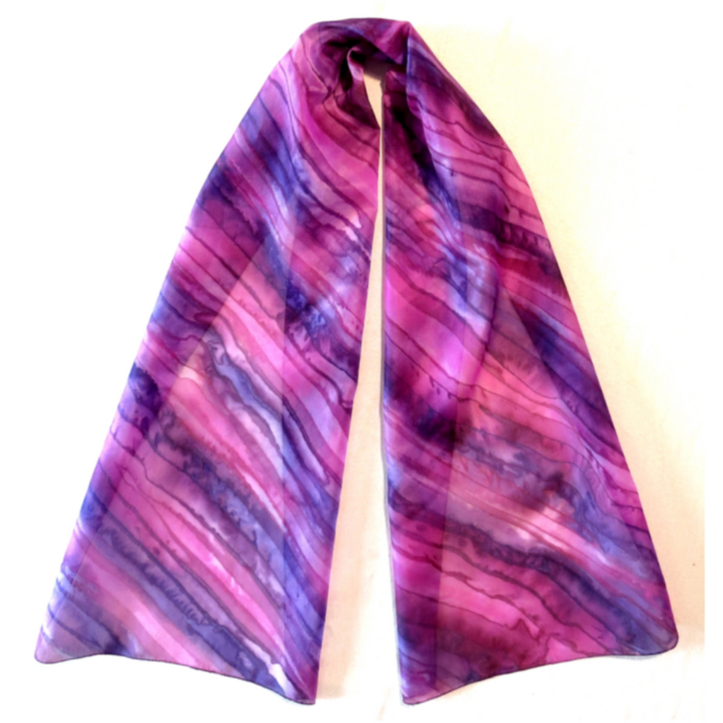 Short Length Silk Scarf Pink and Lilac