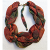 Twisted Necklace Scarf in Autumn Orange and Green