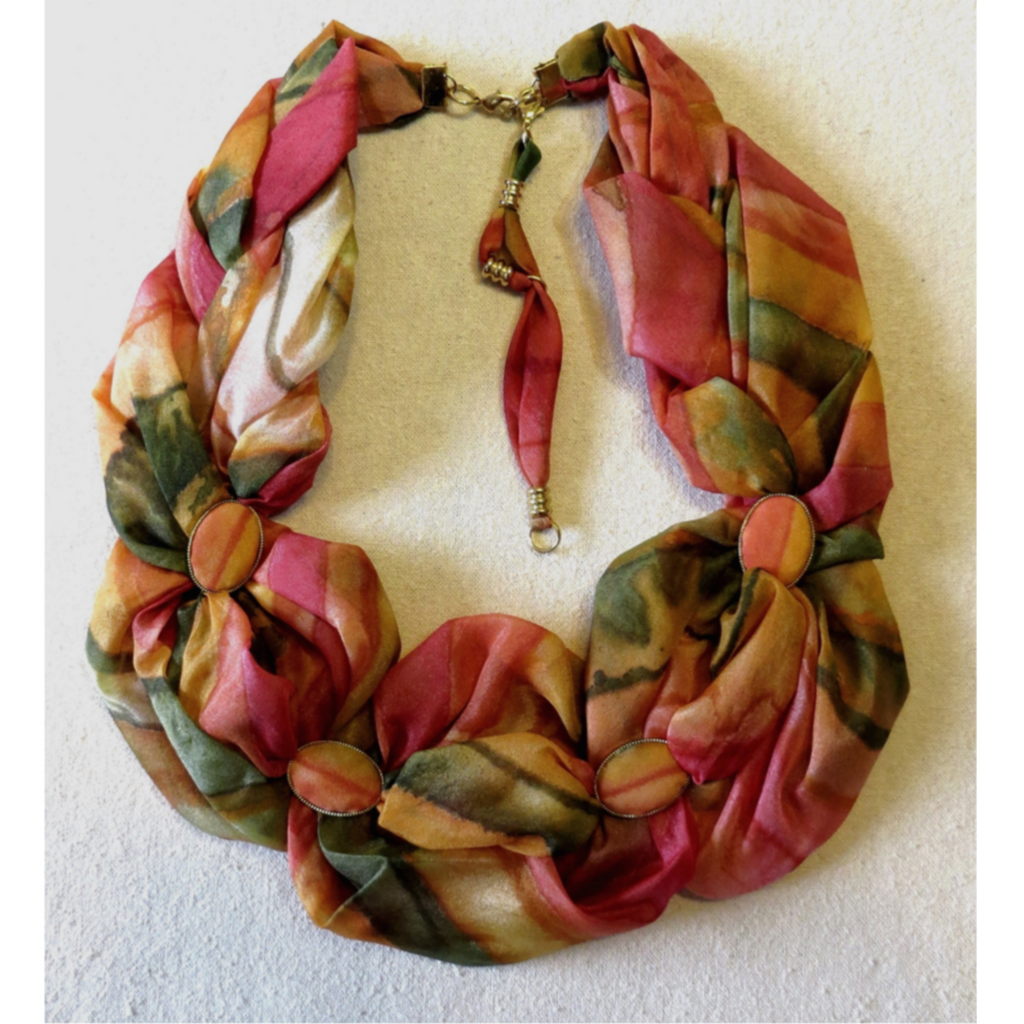 Twisted Necklace Scarf in Autumn Red and Gold