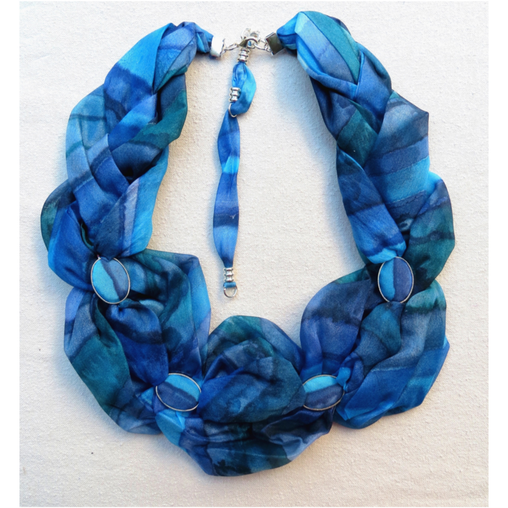 Twisted Necklace Scarf in Blue Shades