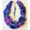 Twisted Necklace Scarf in Pink and Indigo