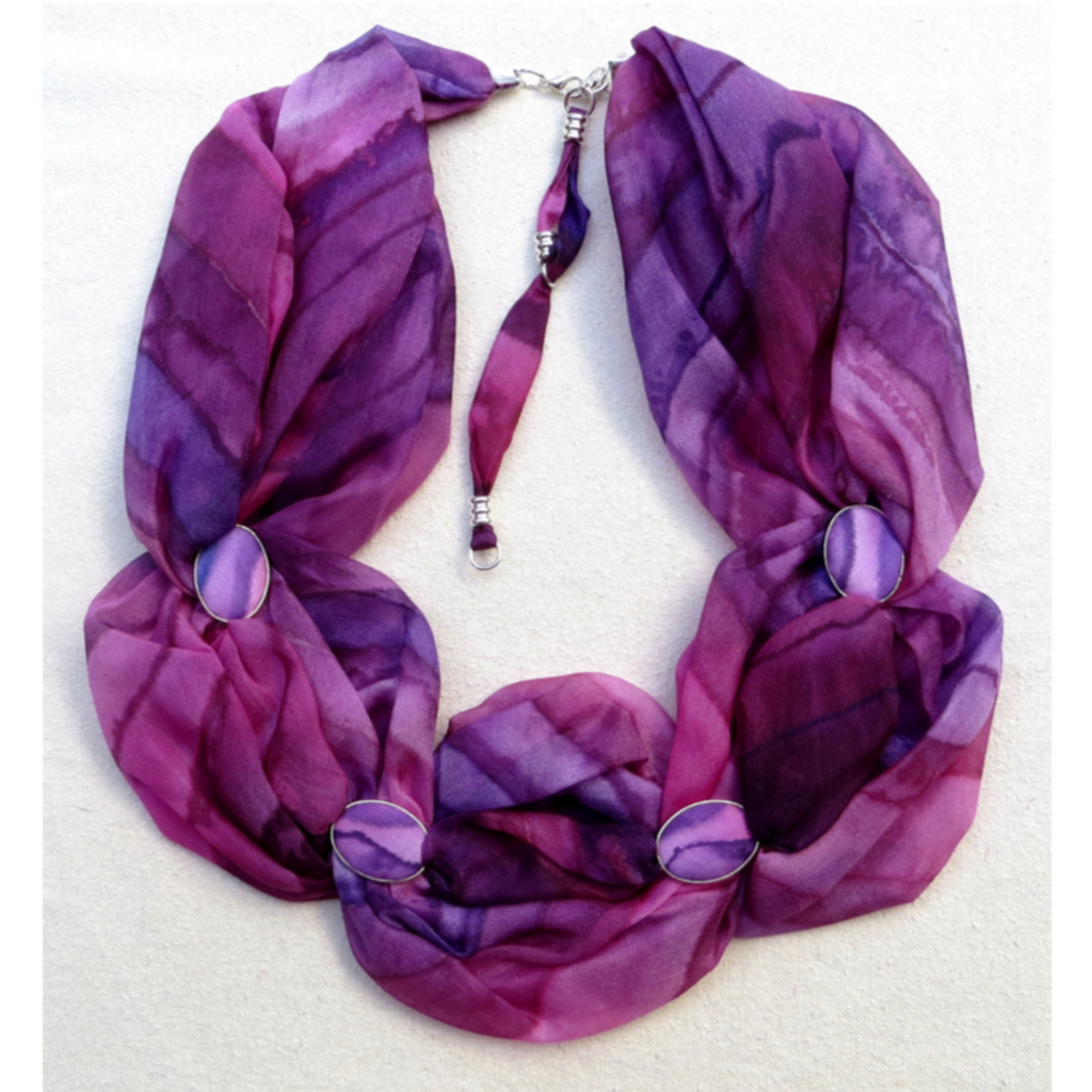 Twisted Necklace Scarf in Pink and Lilac
