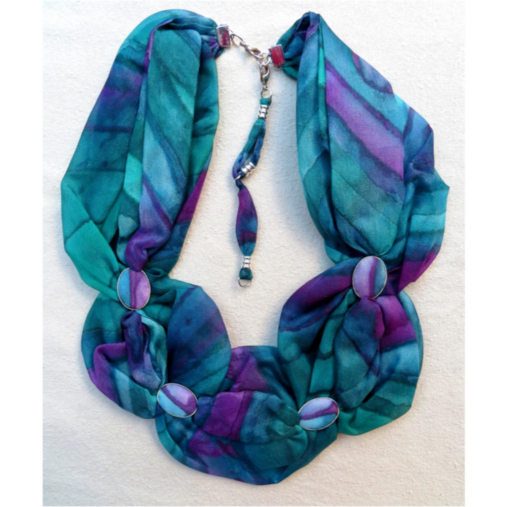 Twisted Necklace Scarf in Sea Shades and Plum