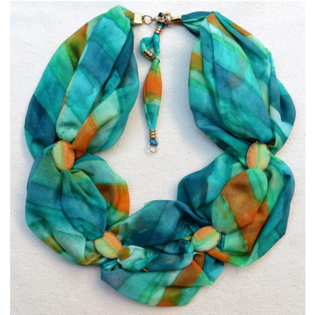 Twisted Necklace Scarf in Sea Shades and Sand