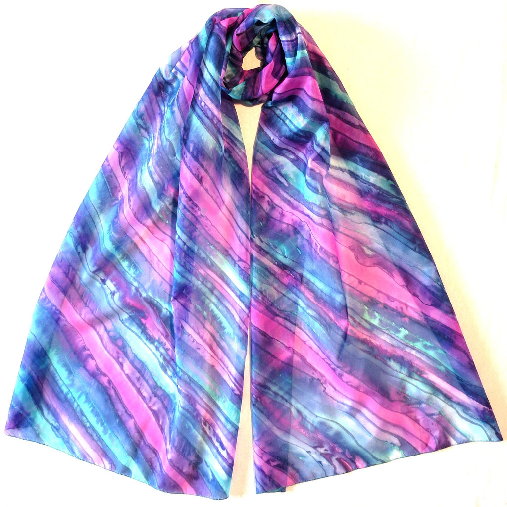 Extra Large Long Length Silk Scarf Turquoise and Pink