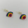 Handmade Beaded Fan Shaped Rainbow Earrings